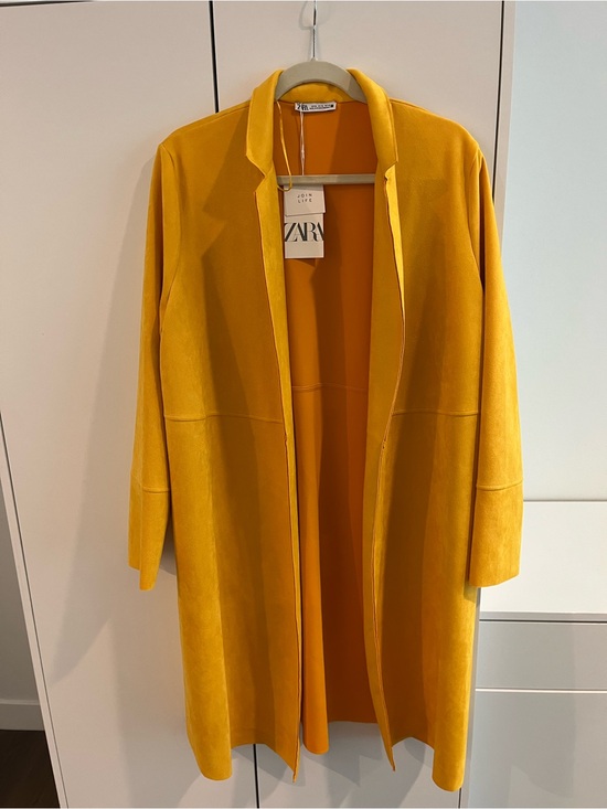 Zara Sweaters - NWT - Zara Mustard Yellow Long Open-Front Coatigan/Cardigan
